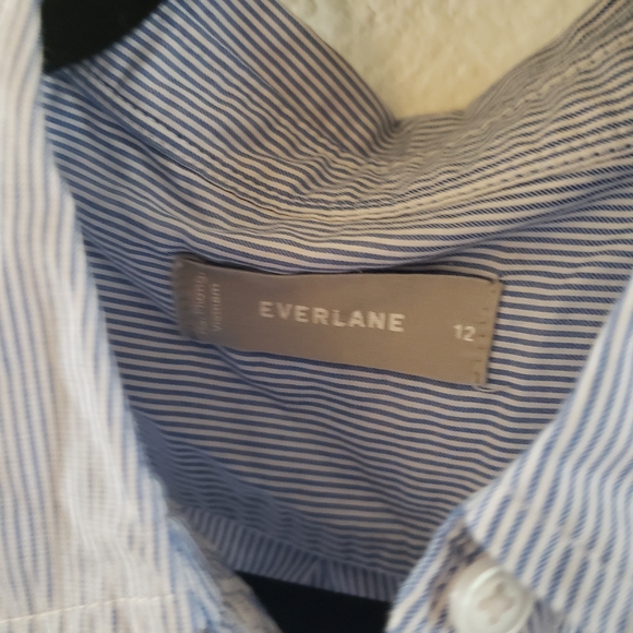Everlane The Silky Cotton Relaxed Shirt Blue White Stripe 12 - Picture 4 of 9